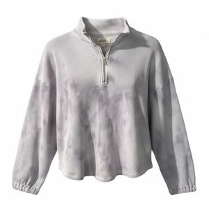 Madewell Half Zip Sweatshirt Sz Large Pullover Waffle Knit Purple Tie Dye MD318